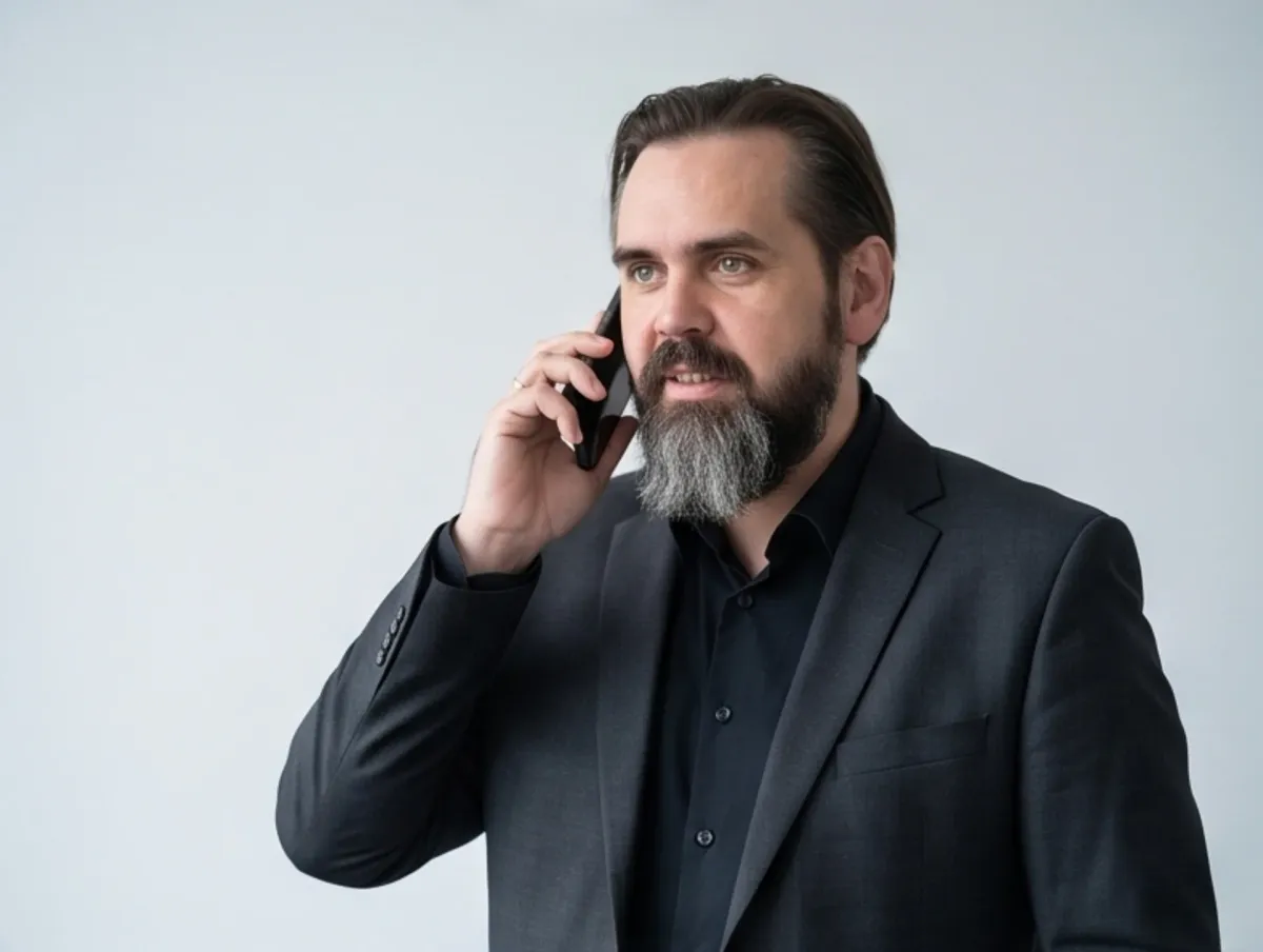 Paweł Rydzewski rozmawia przez telefon